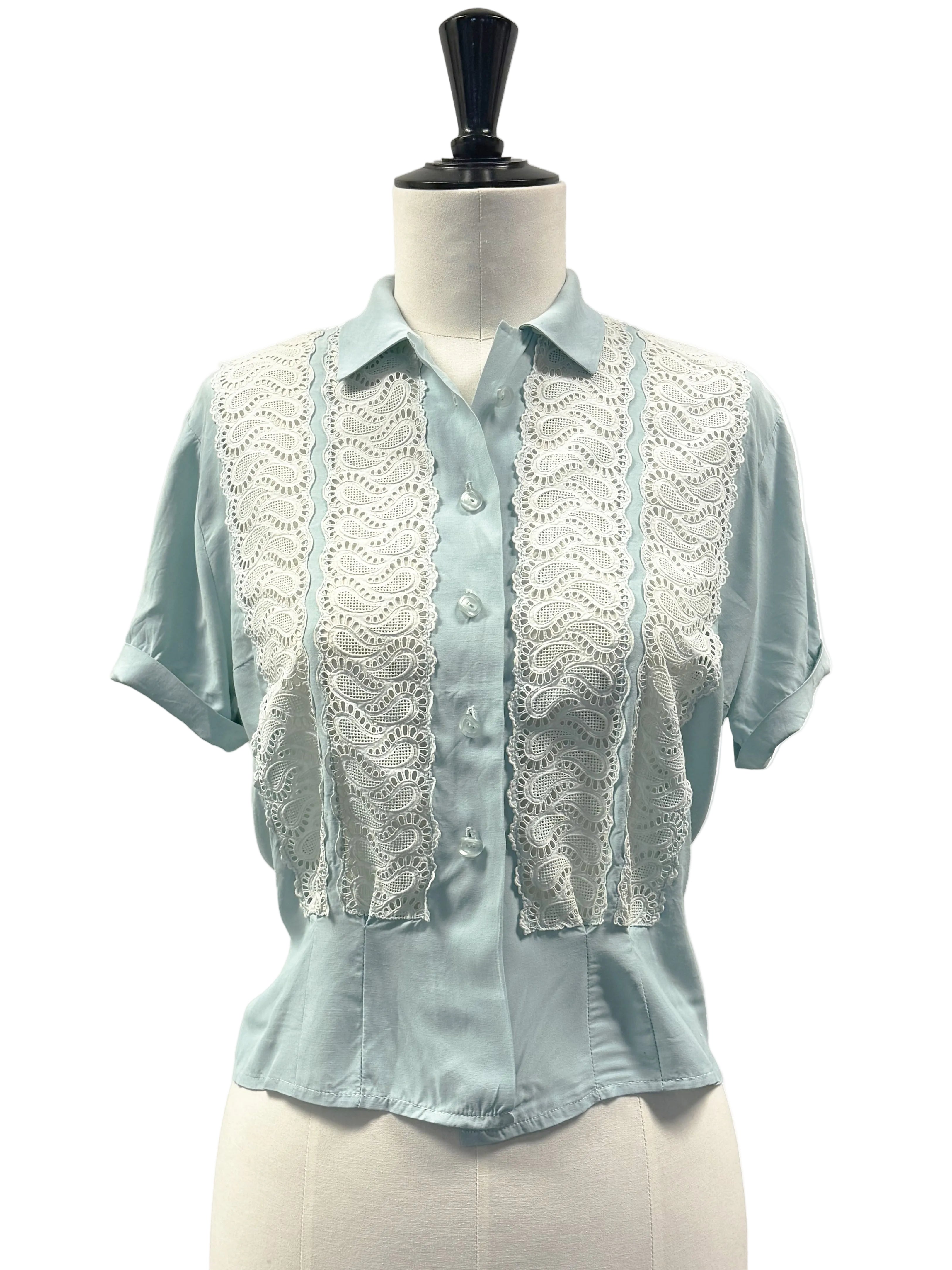Blue shirt with lace