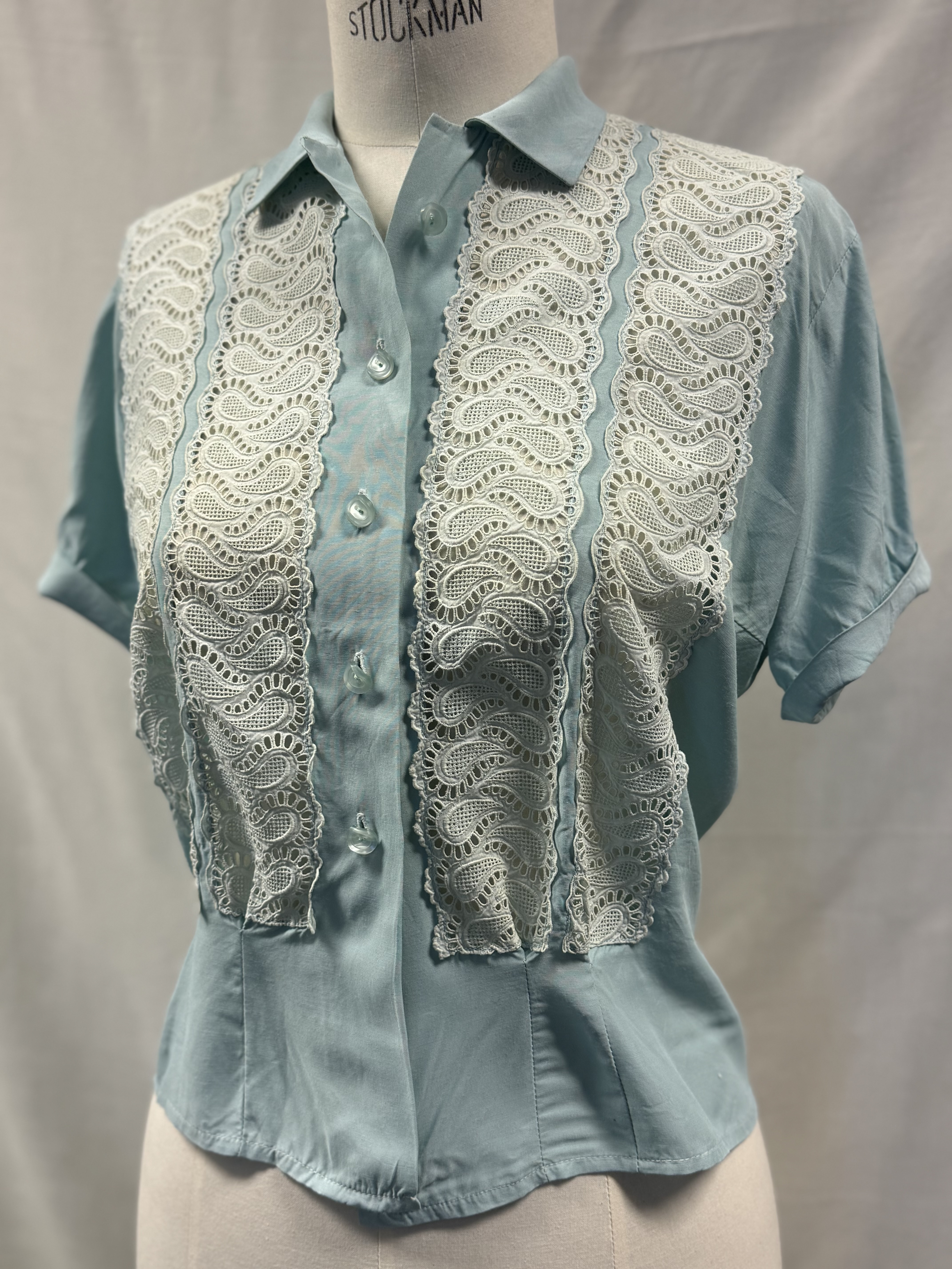 Blue shirt with lace