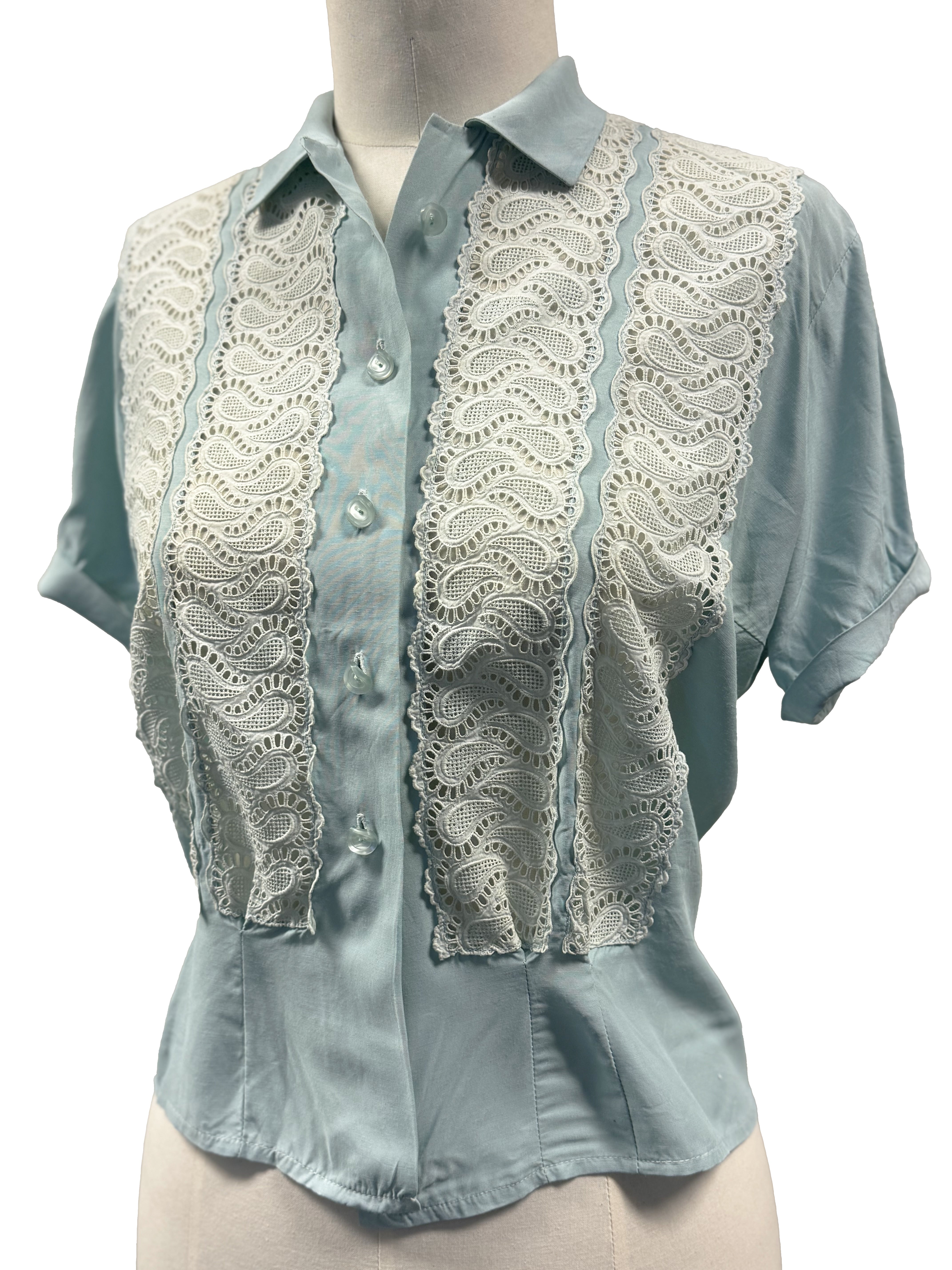 Blue shirt with lace