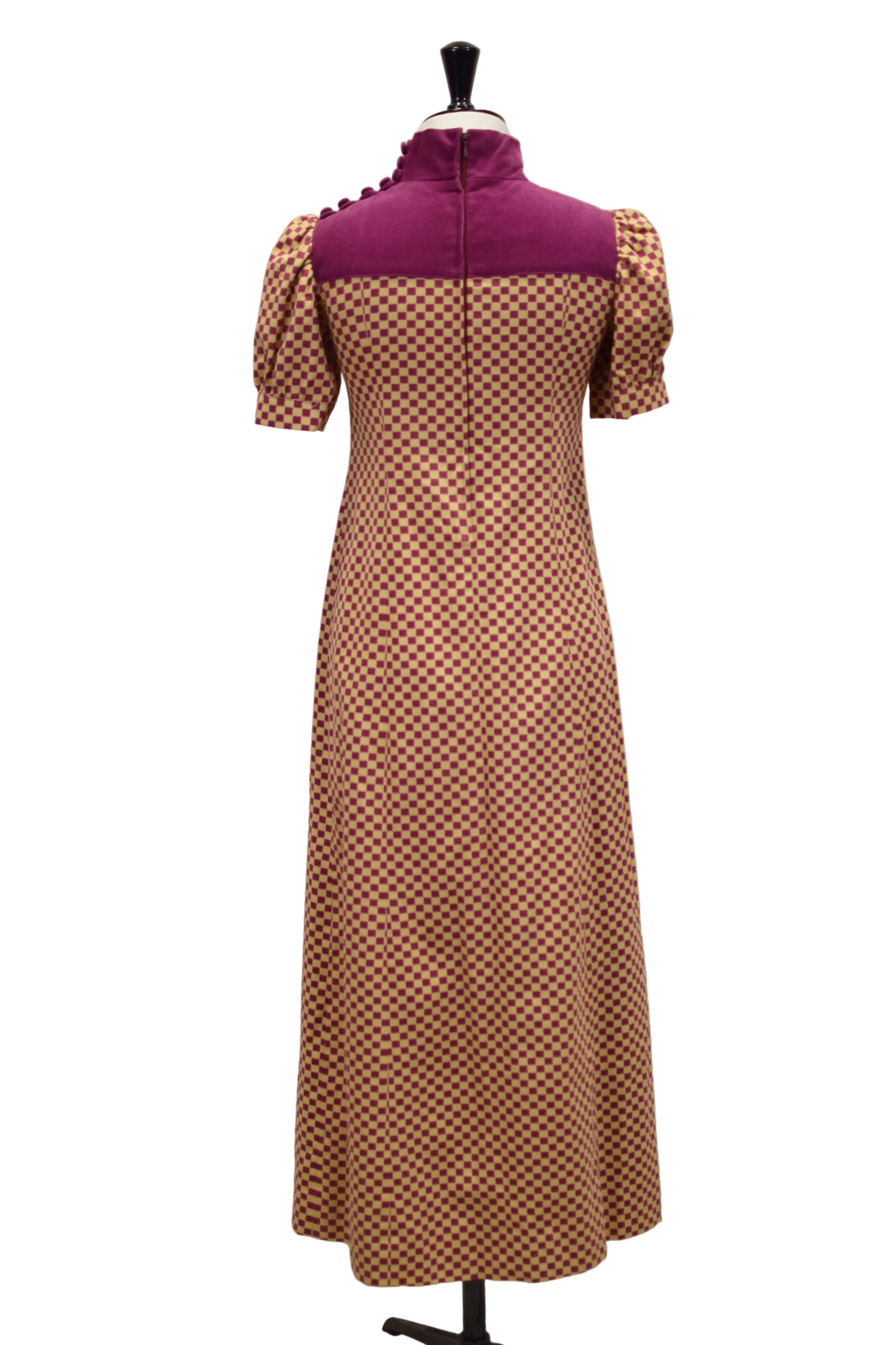 Checkered Dress with High Neckline