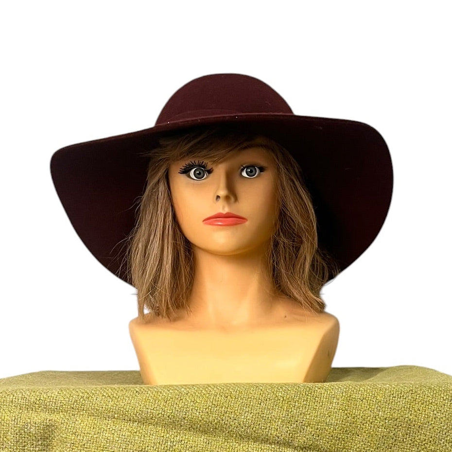 Hat, Burgundy wide-brim