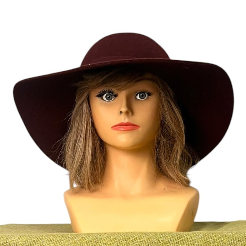 Hat, Burgundy wide-brim