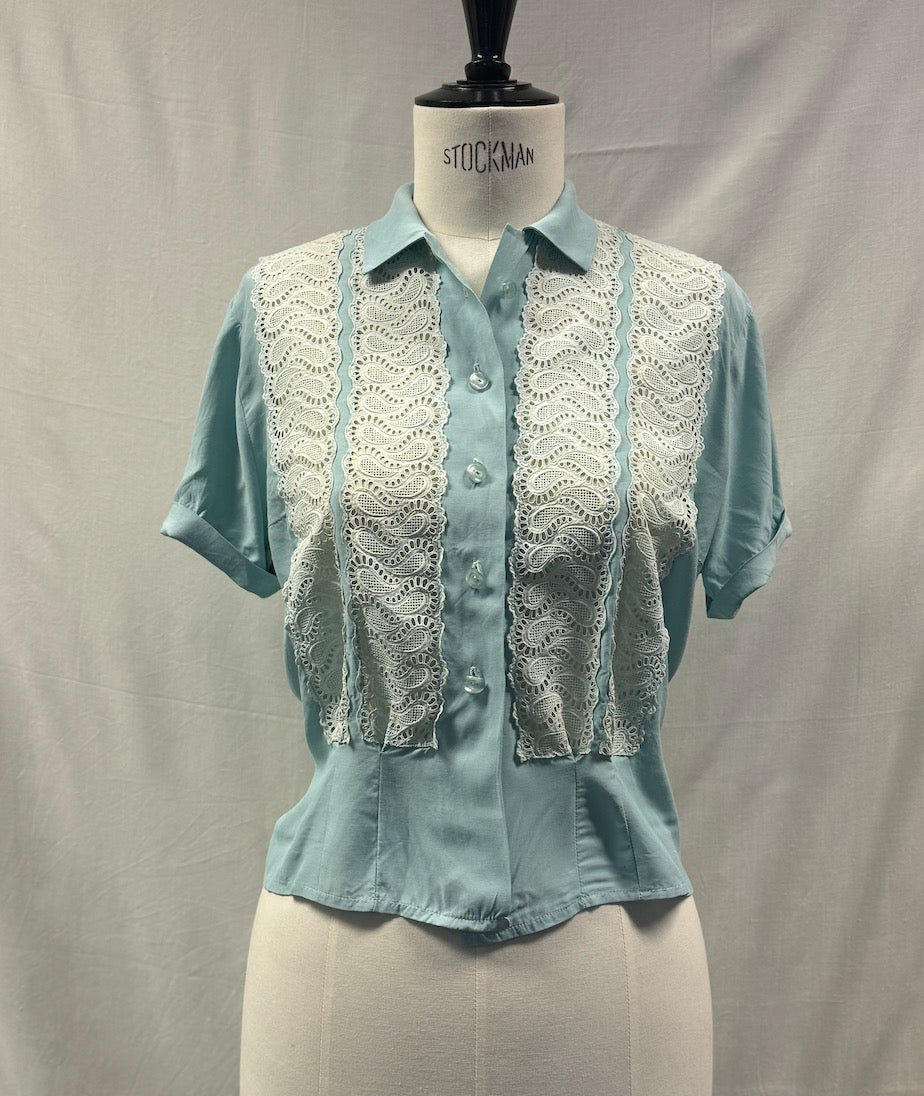 Blue shirt with lace
